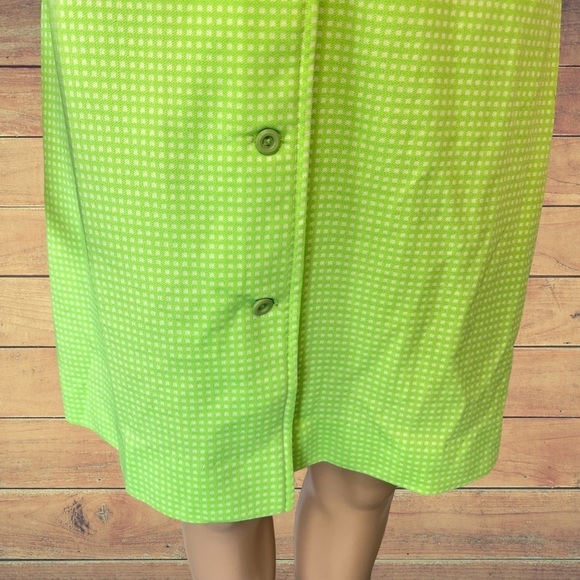 𝅺vintage mod dress 60s neon green 70’s Polyester Checkered Dress Union Made - Picture 6 of 12
